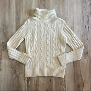 ANN TAYLOR LOFT Lambs Wool Rabit Hair Turtleneck Sweater White Cream Medium